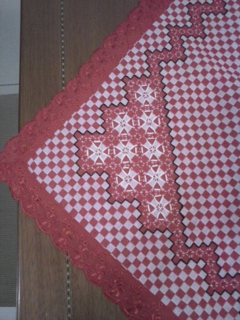 Toalha de mesa bordada no xadrez vermelho – Diário de Amélia